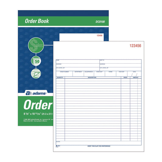 Adams Multipart Sales Order Pad, Two-Part Carbonless, 8.38 x 10.19, 50 Forms Total (ABFDC8100)