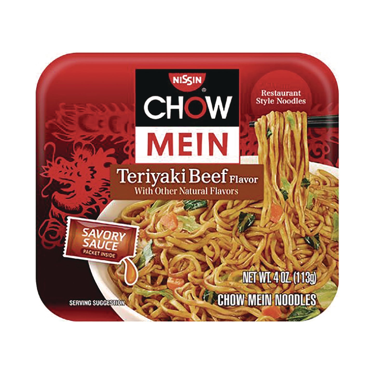 Nissin Teriyaki Beef Chow Mein Noodles, 4 oz Bowl, 8/Carton (NSFNIS08723)