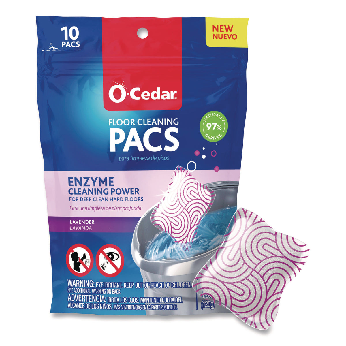 O-Cedar Cleaning PACS, Lavender Scent, 10/Pack, 8 Packs/Carton (172402CT)