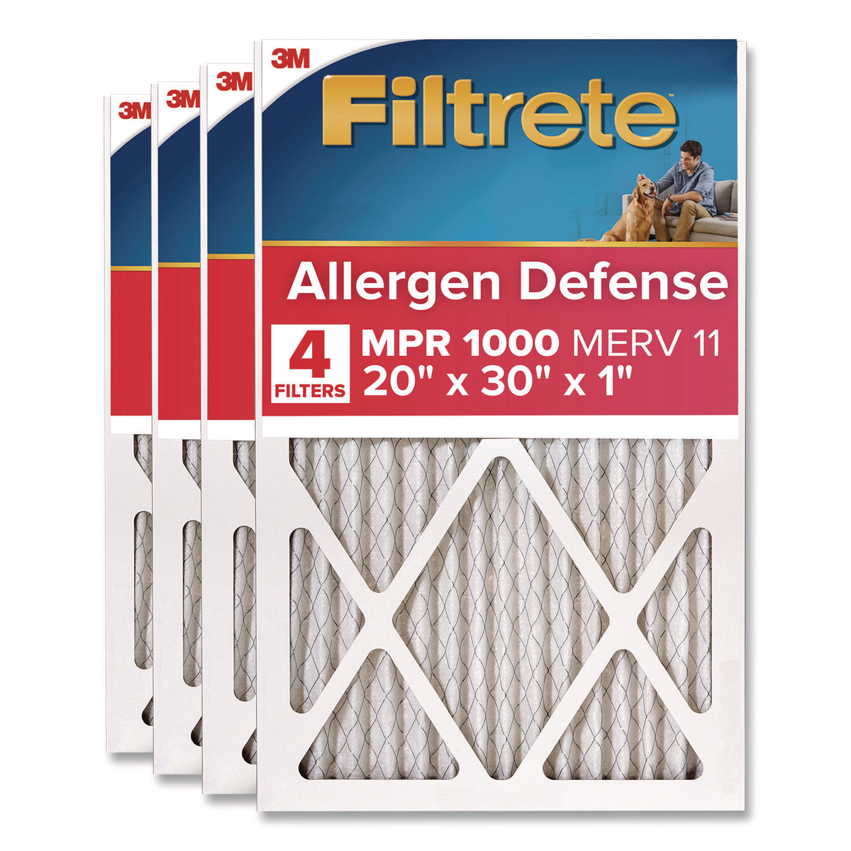 Filtrete Allergen Defense Air Filter, 20 x 30, 4/Carton (98224CA)