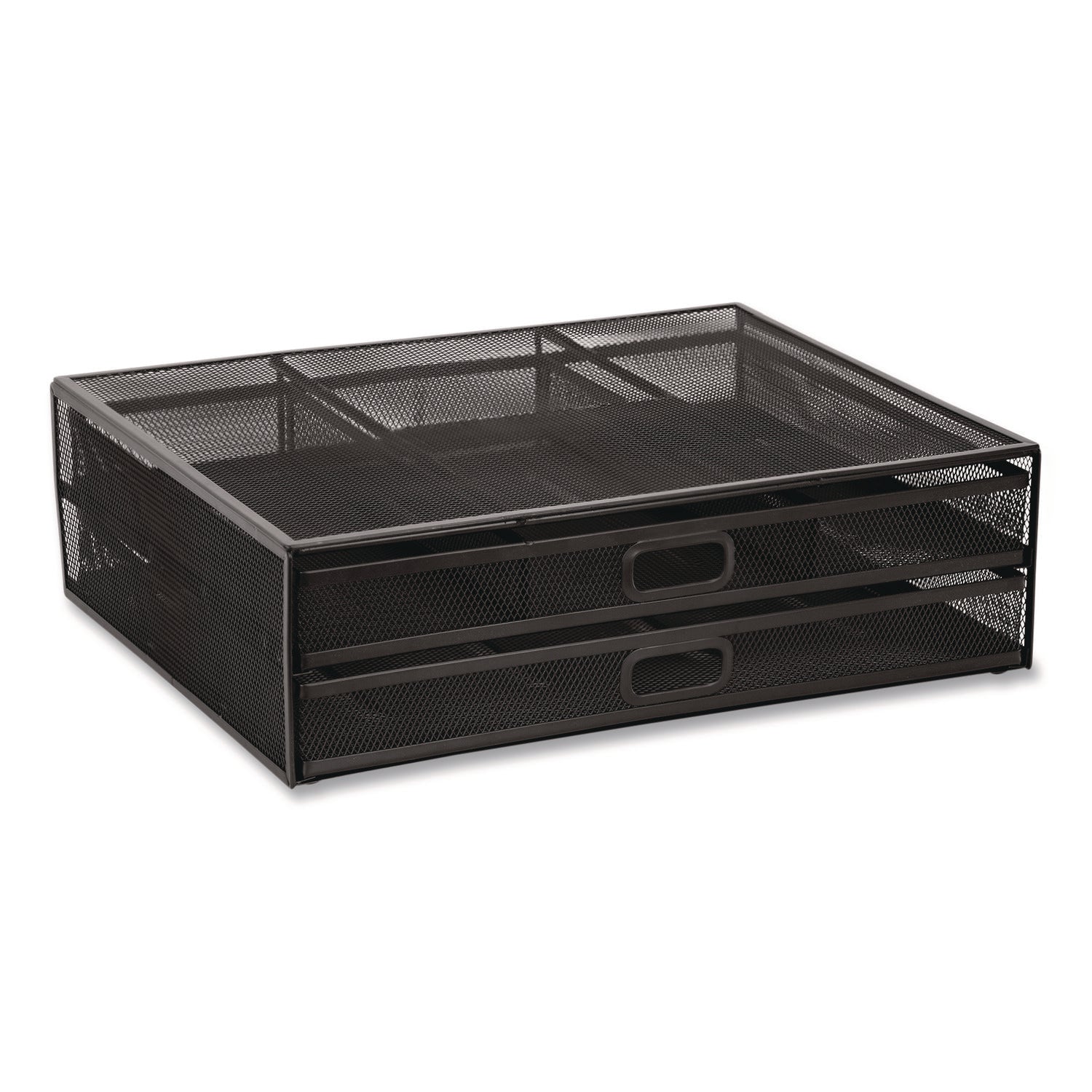 MOUNT-IT! Metal Mesh Monitor Stand with Storage Drawers, For Up to 32" Monitors, 15.8" x 11.8" x 4.7", Black, Supports 30 lb (MI7365)
