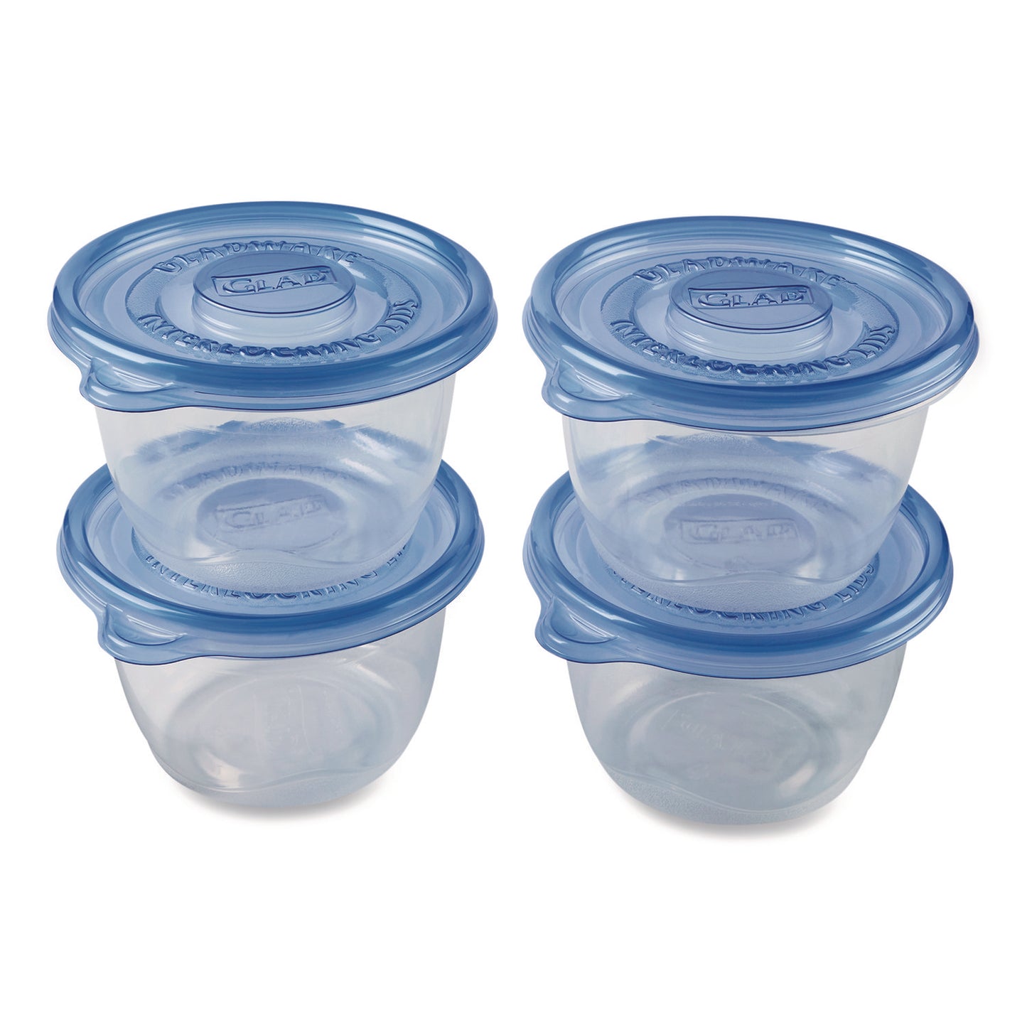 Glad To Go Lunch Containers, 2 Compartments, 32 oz, Plastic, 4/Pack (134347)