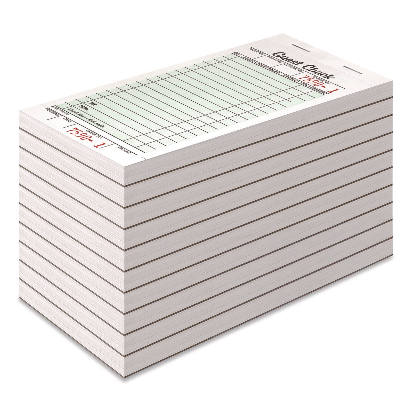 Adams One-Part Guest Check Pad with Perforated Stub, One-Part (No Copies), 3.4 x 6.25, 50 Forms/Pad, 10 Pads/Pack (525SW)