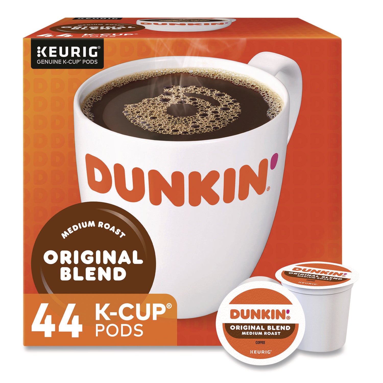 Dunkin Donuts K-Cup Pods, Original Blend, 0.37 oz, 44/Box (2091512)