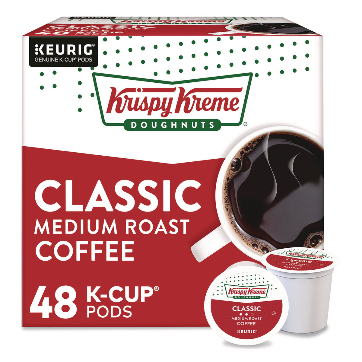 Krispy Kreme Doughnuts Classic Coffee K-Cups, Medium Roast, 0.33 oz, 48/Box (24306975)