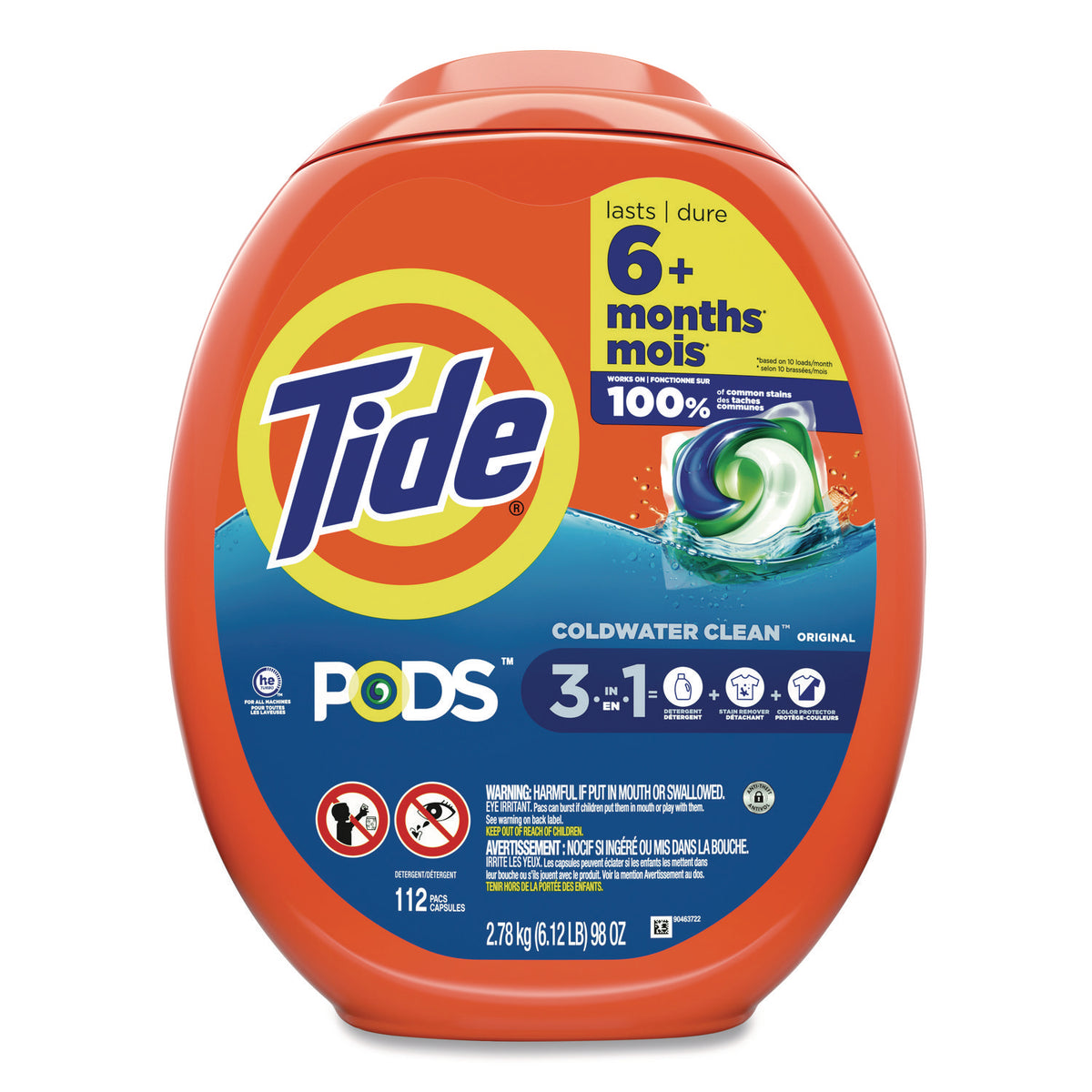 PODS Laundry Detergent, Pods, Tide Original, 112 Pods/Tub (03243PK)
