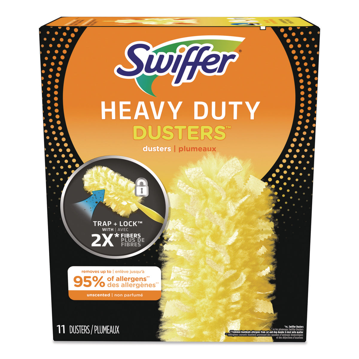Swiffer Heavy Duty Dusters Refill, Trap + Lock Fiber, Yellow, 11/Box (99035BX)