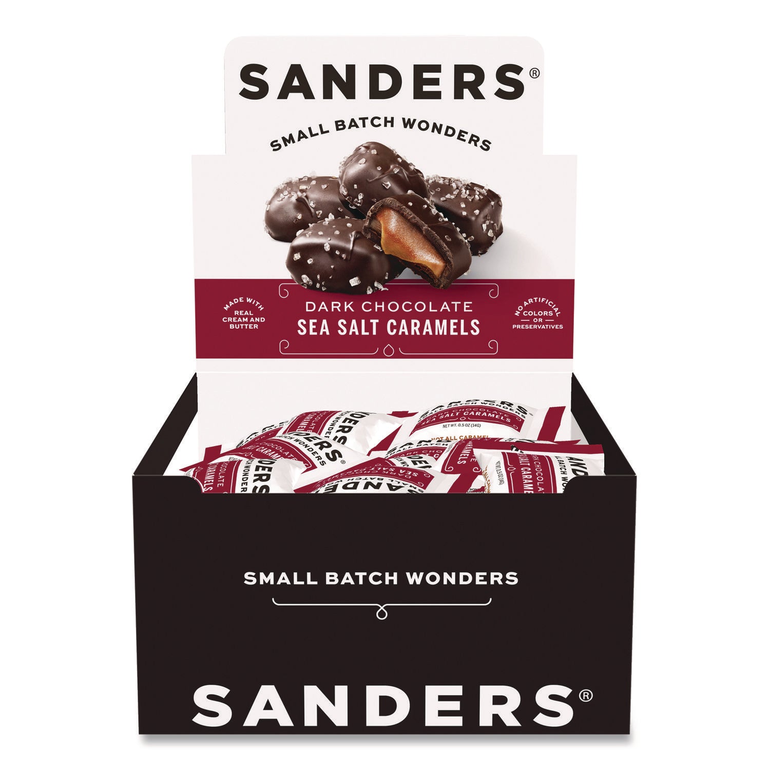 Performance Food Group Small Batch Wonders Snack Size Dark Chocolate Sea Salt Caramels, 0.5 oz Individually Wrapped, 48/Box (KAR04002)