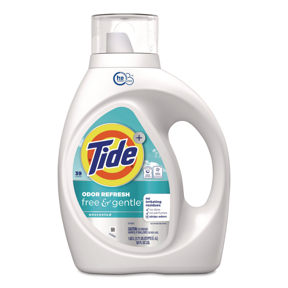 Tide Free and Gentle Odor Refresh Liquid Laundry Detergent, 39 Loads, 55 oz Bottle, 4/Carton (17251)