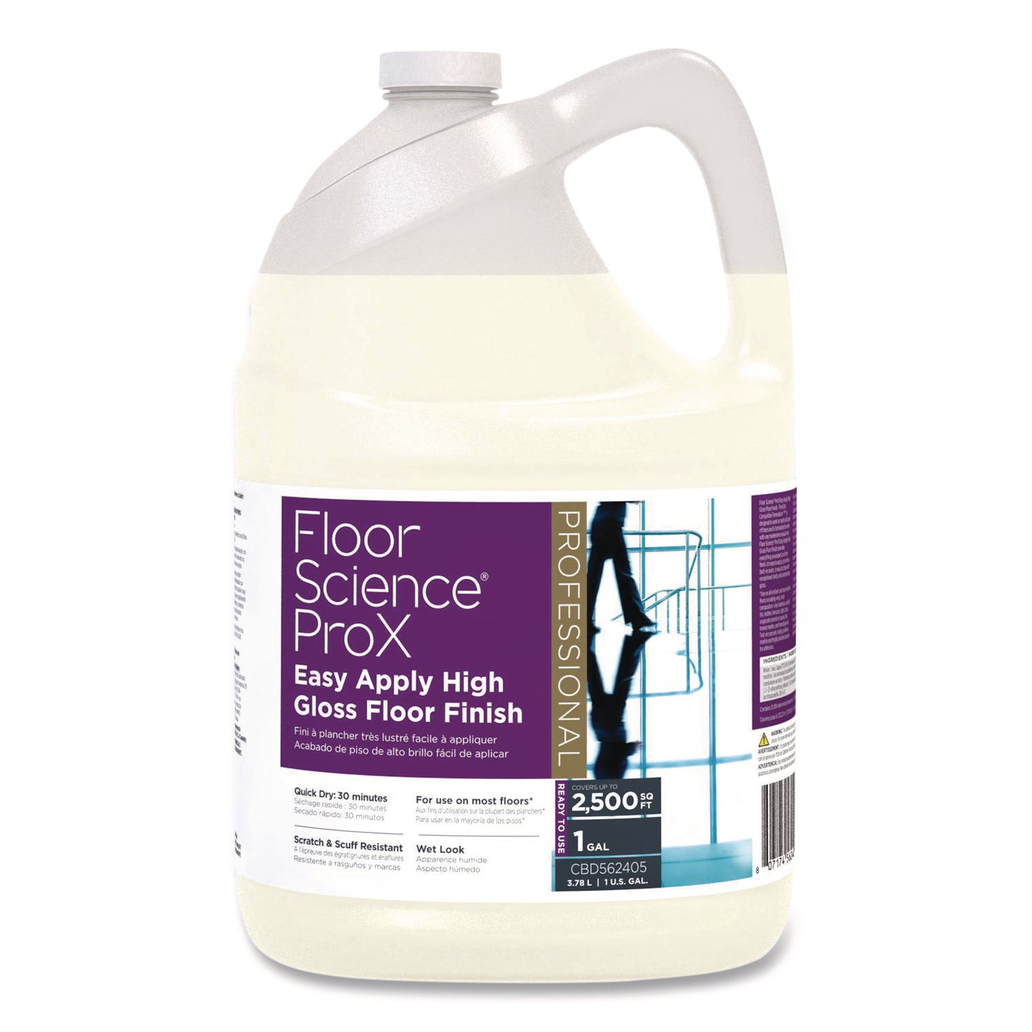 Diversey Floor Science ProX Easy Apply High Gloss Floor Finish, 1 gal Bottle, 4/Carton (CBD562405)