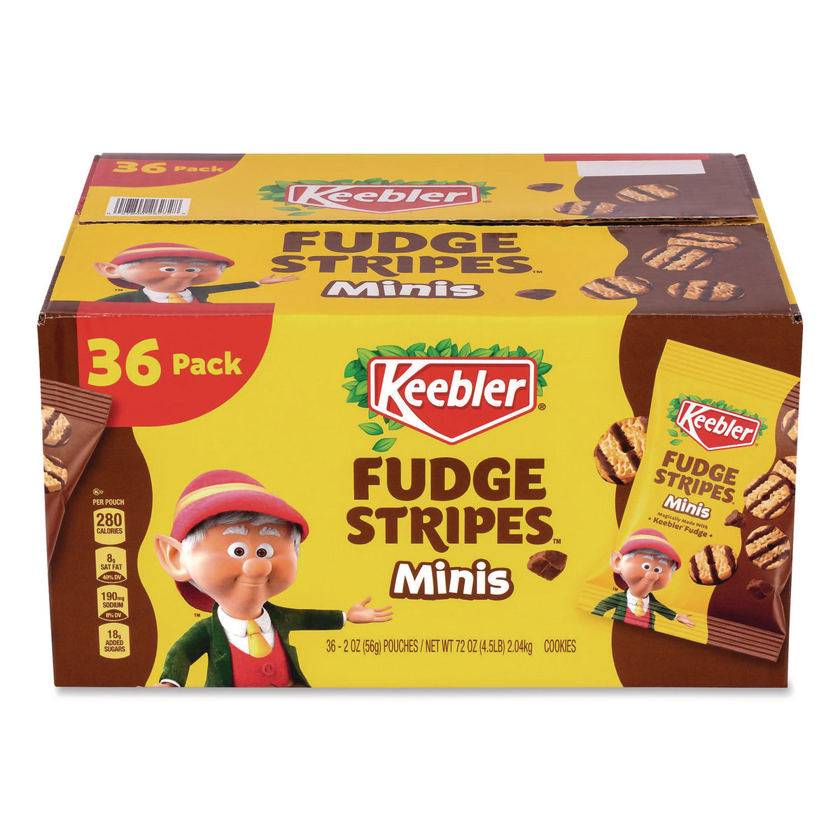 Keebler Mini Cookies, Fudge Stripes, 2 oz Pouch, 36/Box (22002517)