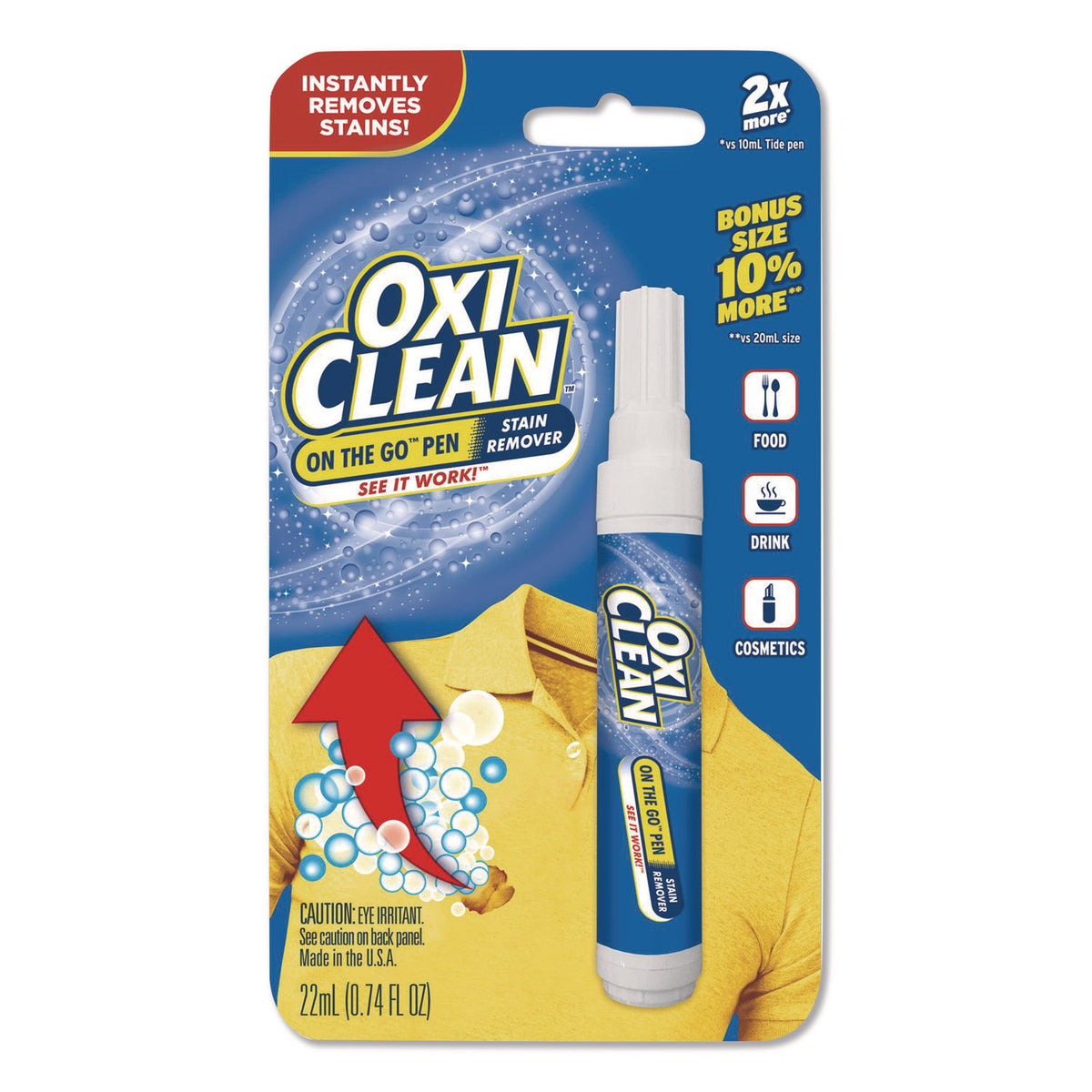 OxiClean On-the-Go Pen Stain Remover, Bonus Size, 22 mL Pen (8057523564EA)
