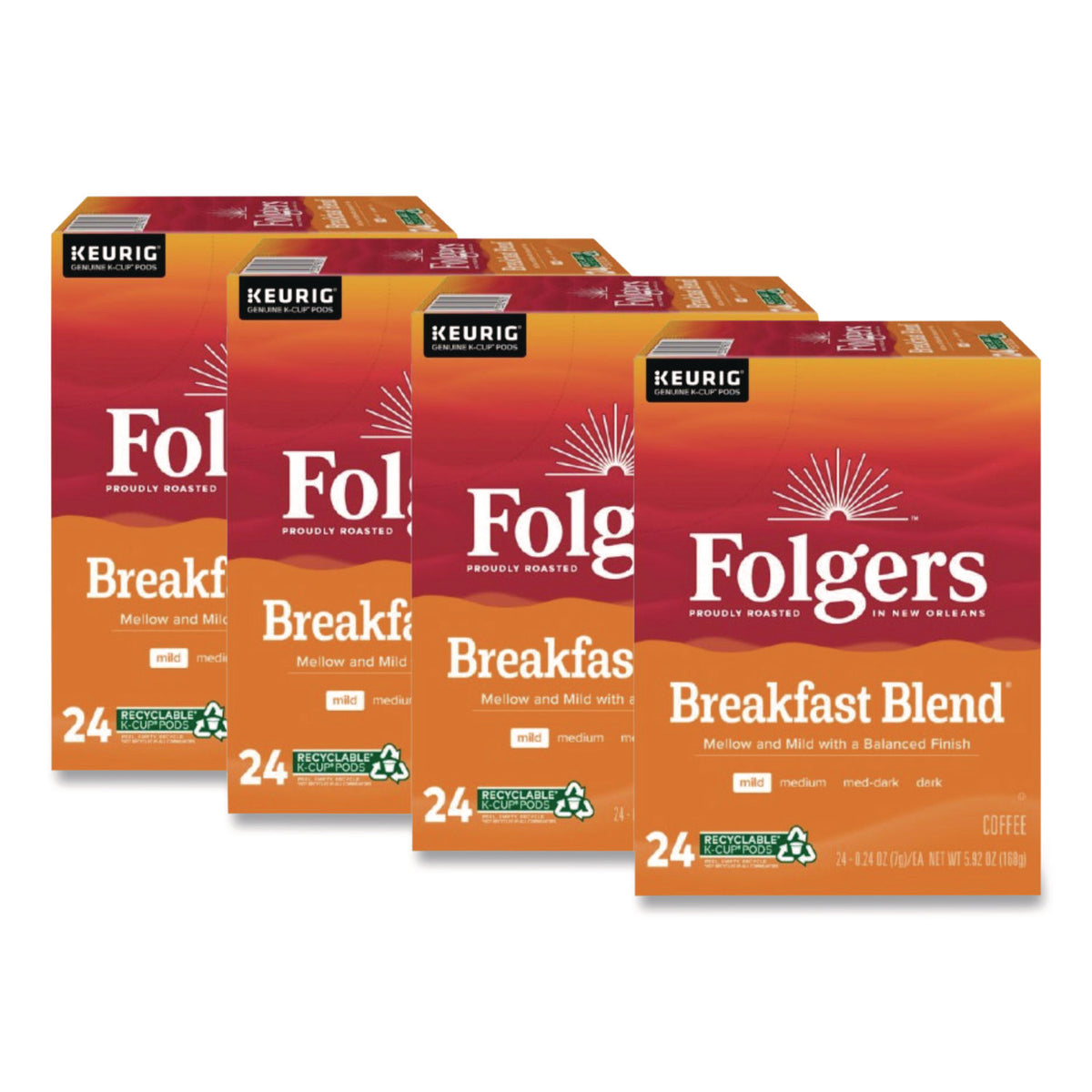 Folgers Breakfast Blend Coffee K-Cup, 24/Box, 4 Boxes/Carton (0448CT)