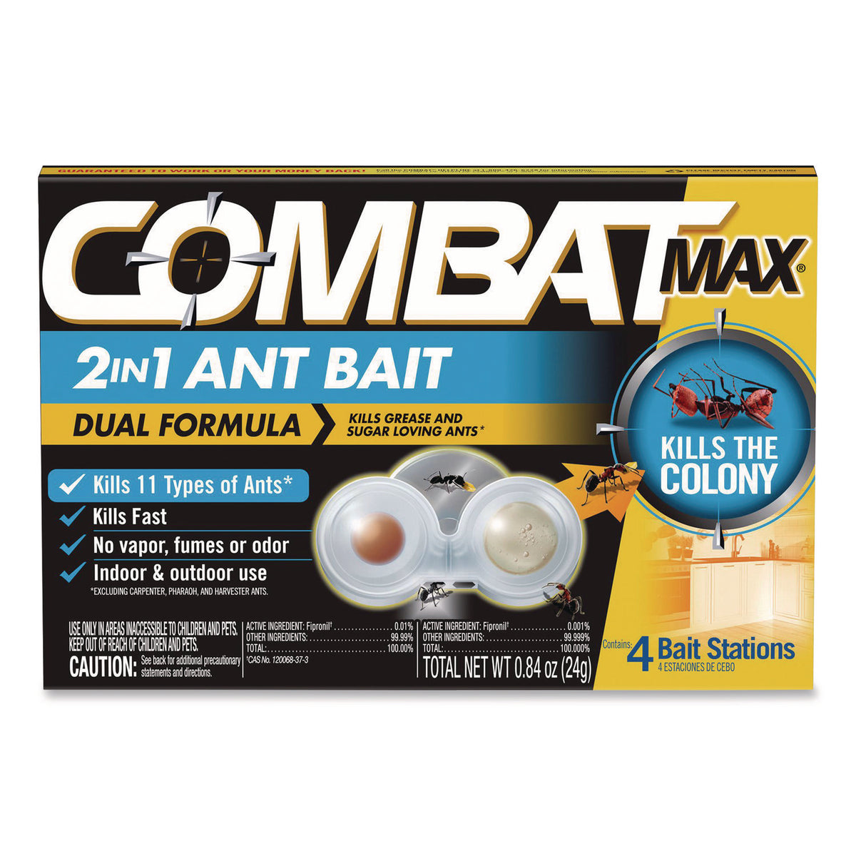 Combat Max 2-in-1 Ant Bait, 0.84 oz, 4 Bait Stations (07172EA)