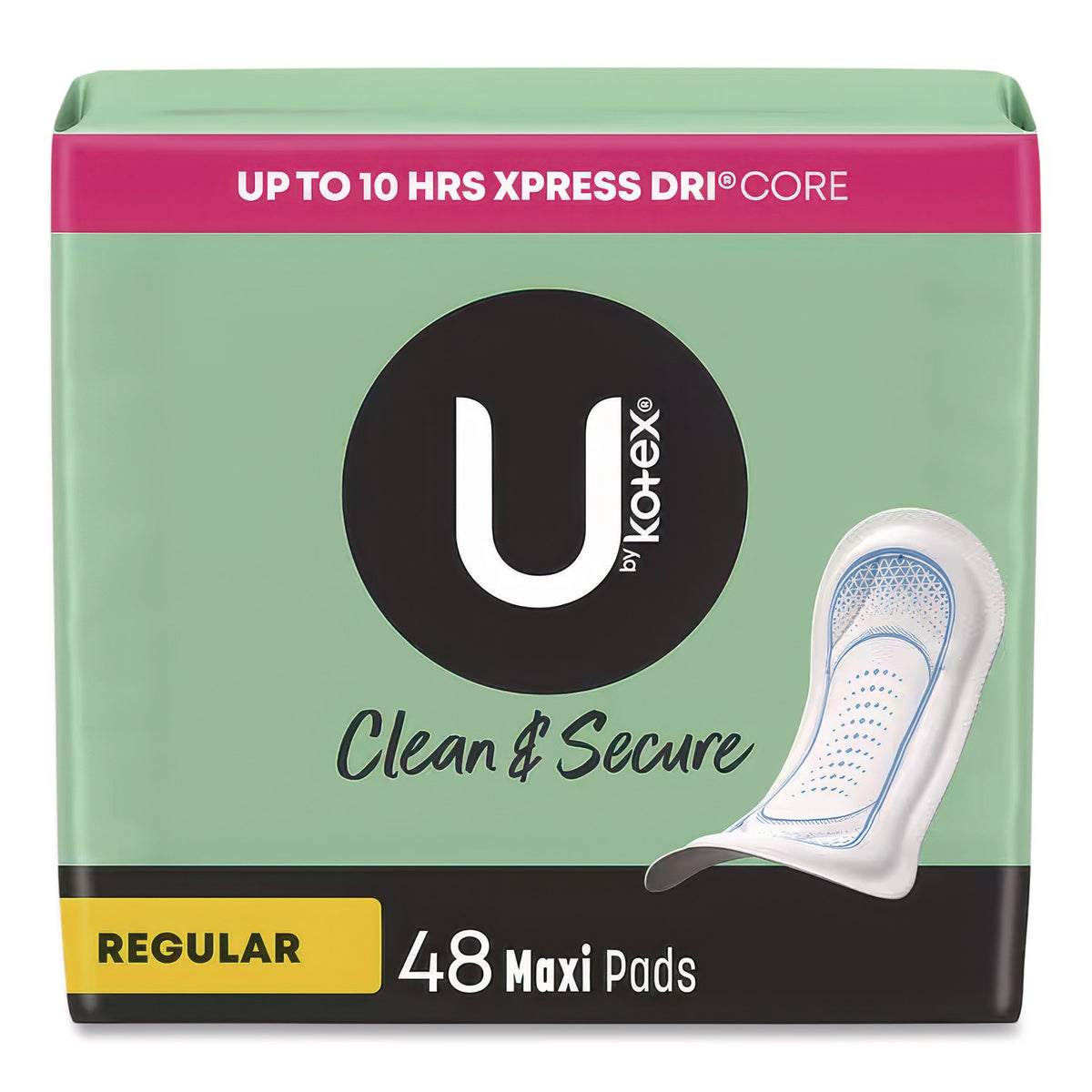 U by U by U by Kotex Security Regular Maxi Pads, Unscented, 48/Pack (47240)