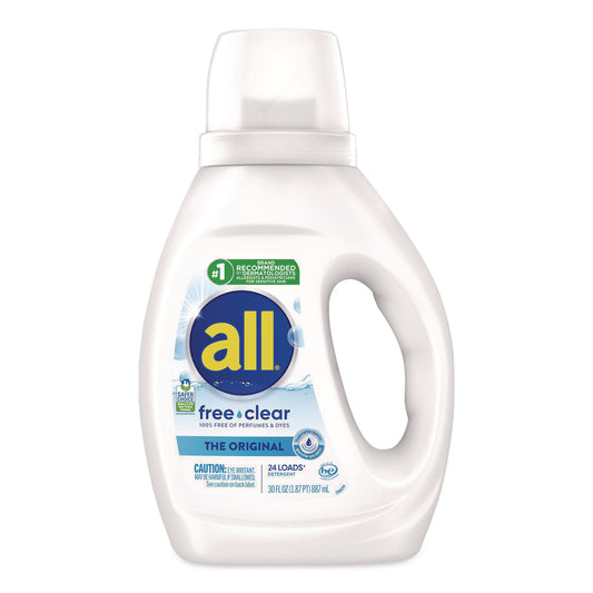 All Free Clear HE Laundry Detergent, 24 Loads, Unscented, 30 oz Bottle, 6/Carton (47427)