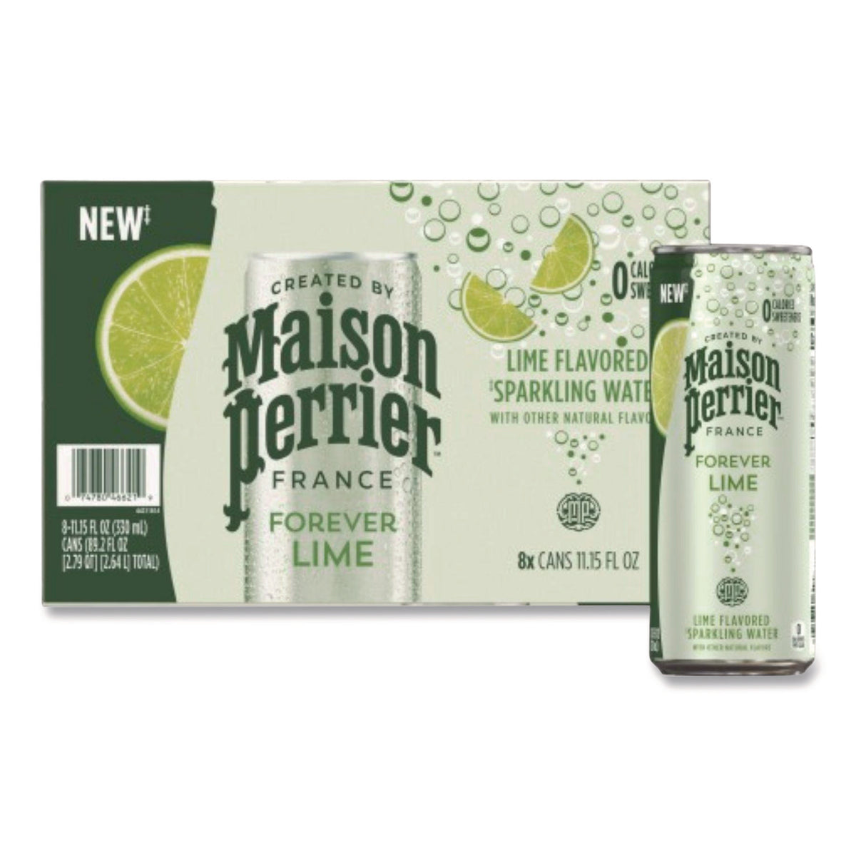 Nestl Maison Perrier Sparkling Water,11.15 oz Can, Lime, 8 Cans/Box (85129)