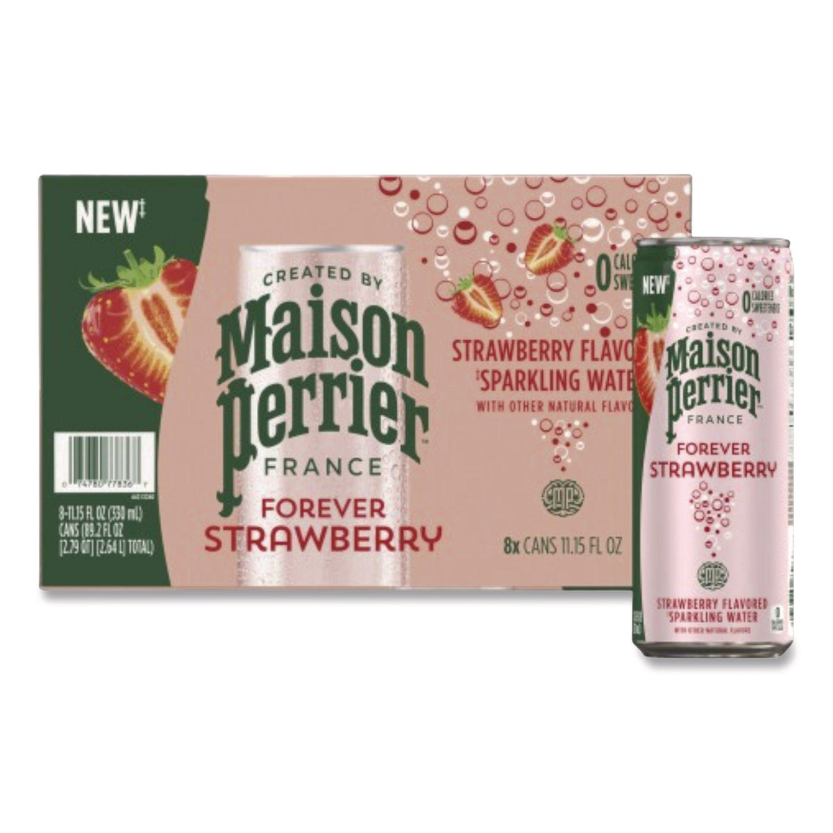 Nestl Maison Perrier Sparkling Water, 11.15 oz Can, Strawberry, 8 Cans/Box (91122)
