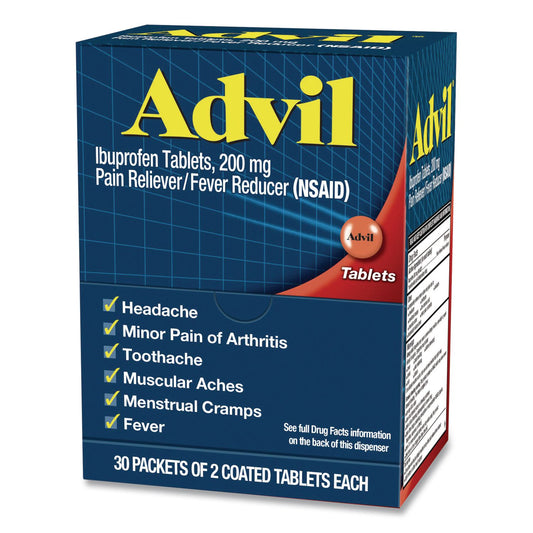 Advil Ibuprofen Tablets Refill Packs, Two-Pack, 30/Box (64008)
