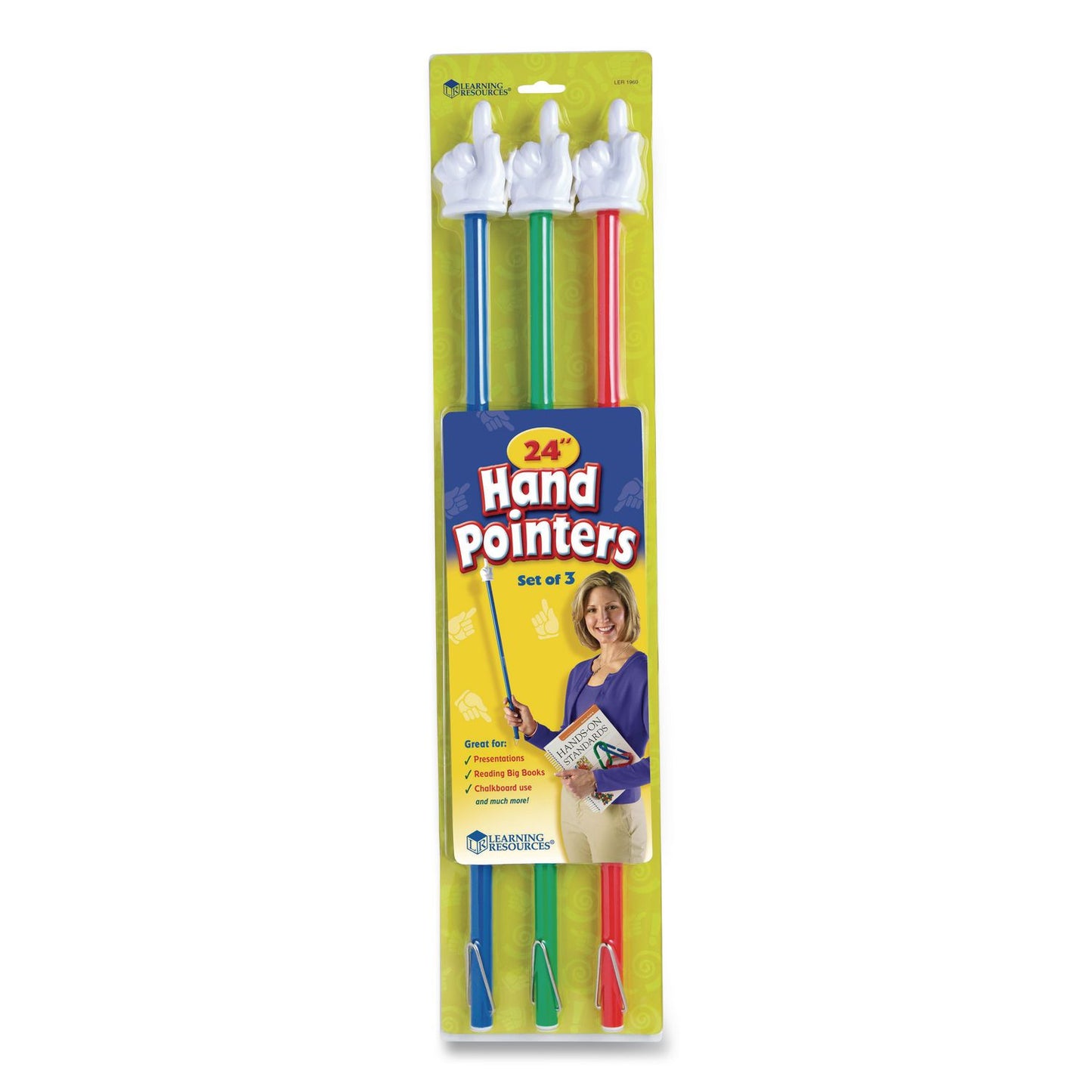 Learning Resources Hand Pointers, Assorted Colors, 3 Pointers (LER1960)