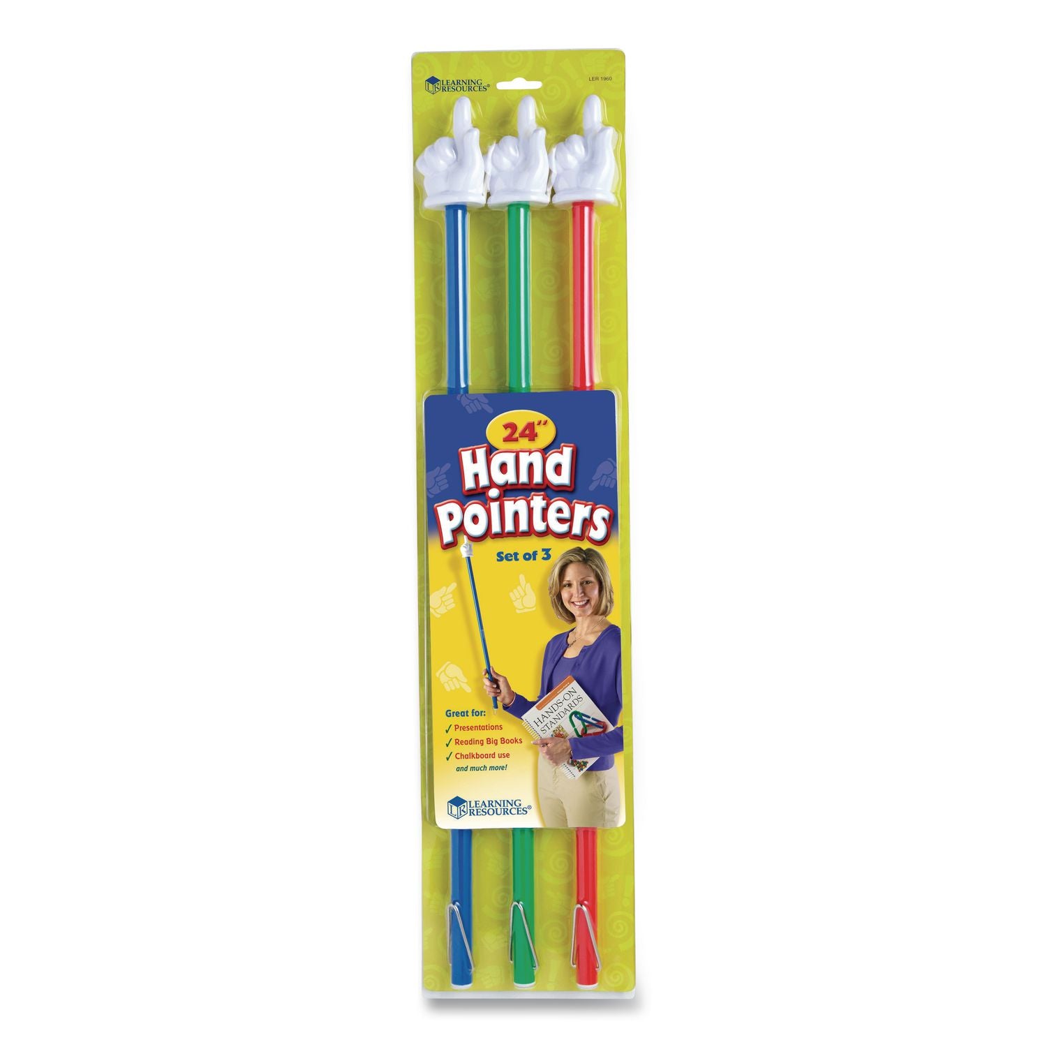 Learning Resources Hand Pointers, Assorted Colors, 3 Pointers (LER1960)