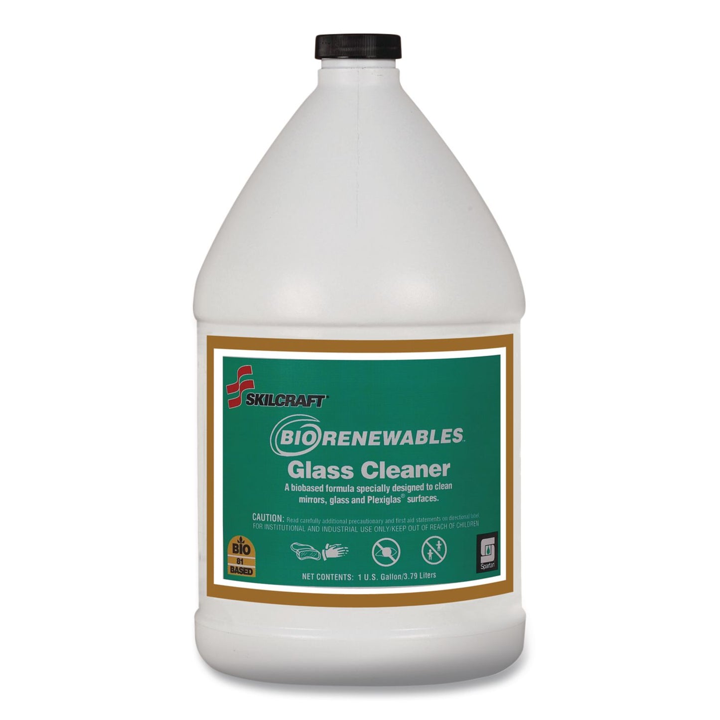 AbilityOne 7930015553384, SKILCRAFT Spartan BioRenewables Glass Cleaner, 1 gal Bottle, 4/Carton