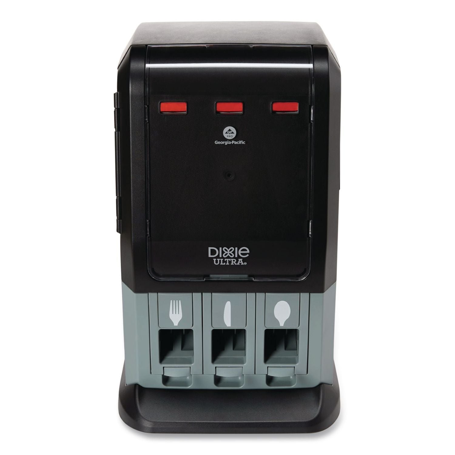 Dixie Tri-Tower Mini Dispenser, Holds Forks/Knives/Spoons or Sporks, 13.15 x 31.03 x 17.5, Black/Gray (DUSSTDSP3MIN)