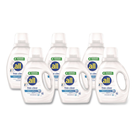 All Free Clear Liquid Fabric Softener, Fragrance Free, 34 oz Bottle, 6/Carton (47430)