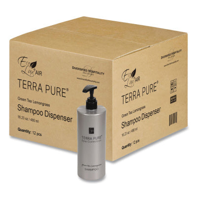 Diversified Hospitality Solutions Terra Pure Shampoo Air Pump, Green Tea Lemongrass, 16.23 oz Bottle, 12/Carton (458944)