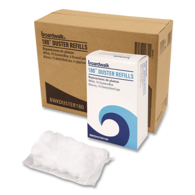 Boardwalk 180 Duster Refills, Soft Fluffy Fibers, White, 10 Dusters/Box, 4 Boxes/Carton (DUSTER180)