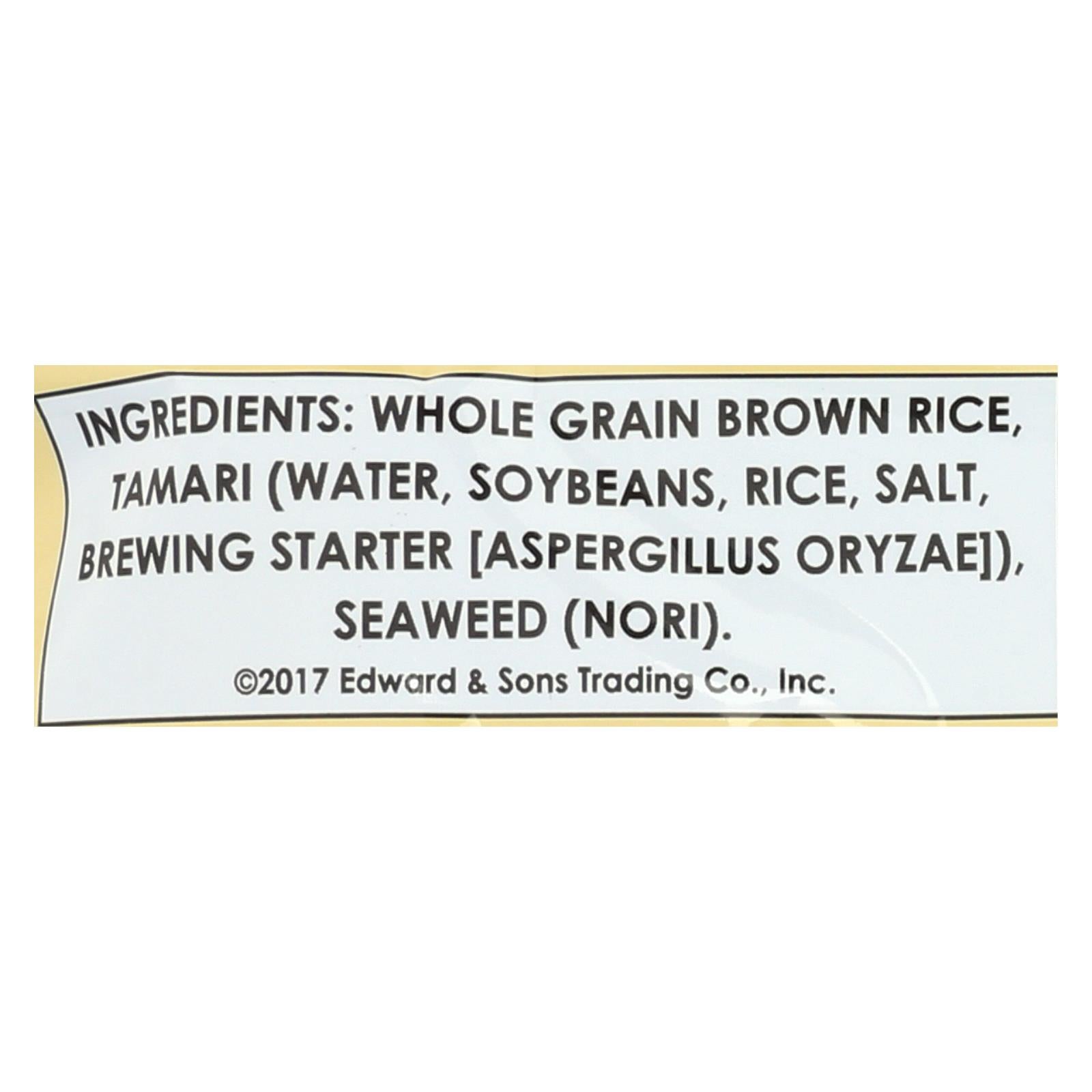 Edward And Sons Brown Rice Snaps - Tamari Seaweed - Case Of 12 - 3.5 Oz.