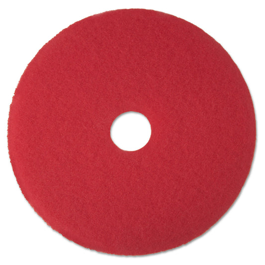 3M Low-Speed Buffer Floor Pads 5100, 13" Diameter, Red, 5/Carton (MMM08388)