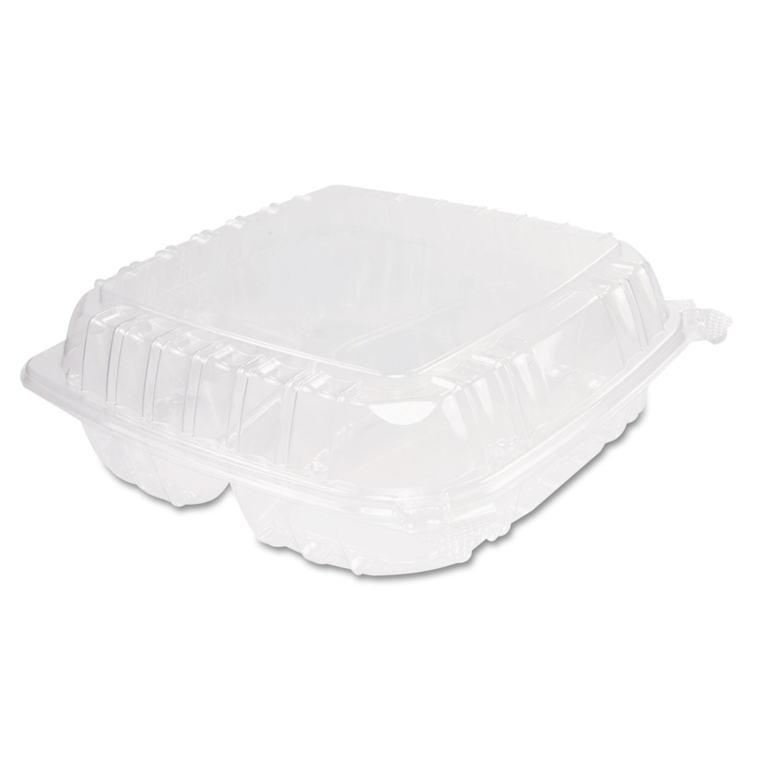 Dart ClearSeal Hinged-Lid Plastic Containers, 3-Compartment, 9.4 x 8.9 x 3, Plastic, 100/Bag, 2 Bags/Carton (DCCC95PST3)