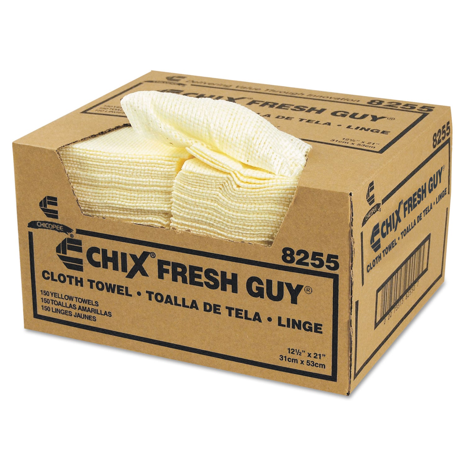 Chix Fresh Guy Towels, 13.5 x 13.5, Yellow, 150/Carton (CHI8255)