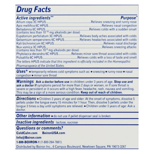 Boiron - Children's Cold Calm Pellets - 2 Doses