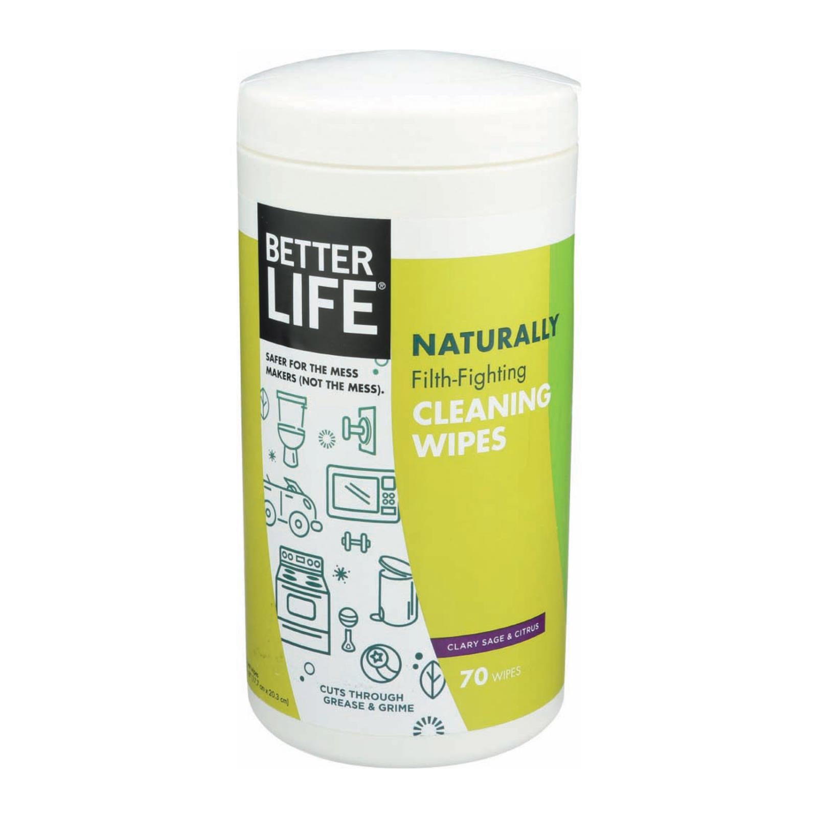 Better Life Cleaning Wipes - Naturally Filth - Fighting - Case Of 6 - 70 Count