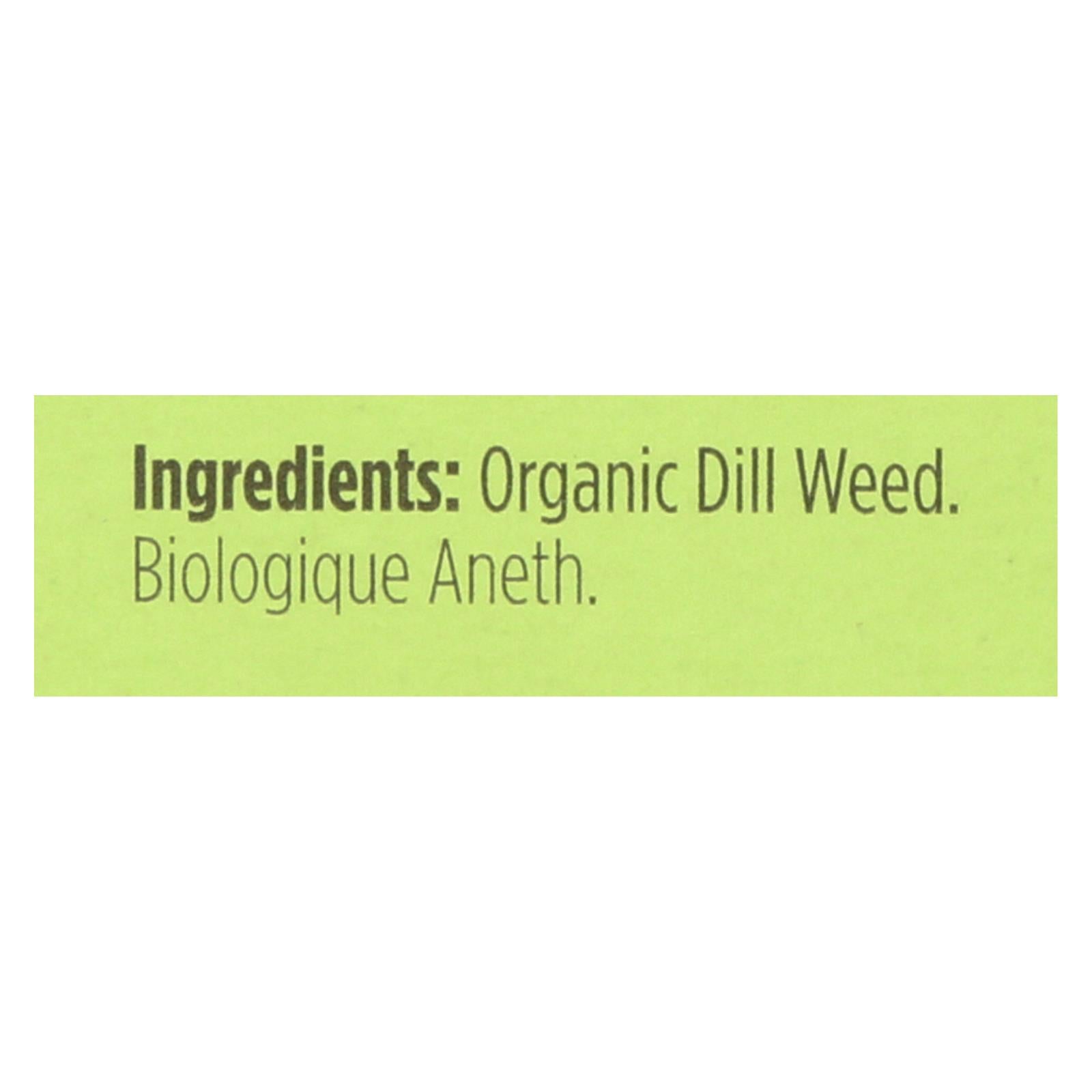 Spicely Organics - Organic Dill Weed - Case Of 6 - 0.1 Oz.