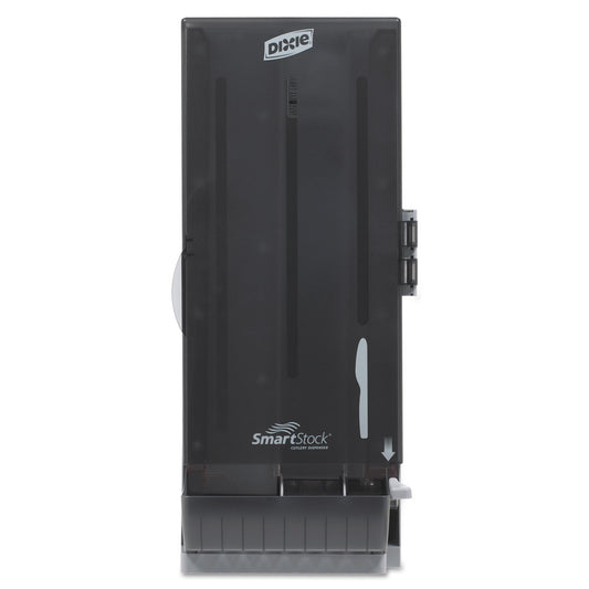 Dixie SmartStock Utensil Dispenser, Holds 120 Knives, 10 x 8.75 x 24.75, Translucent Black (DXESSKD120)