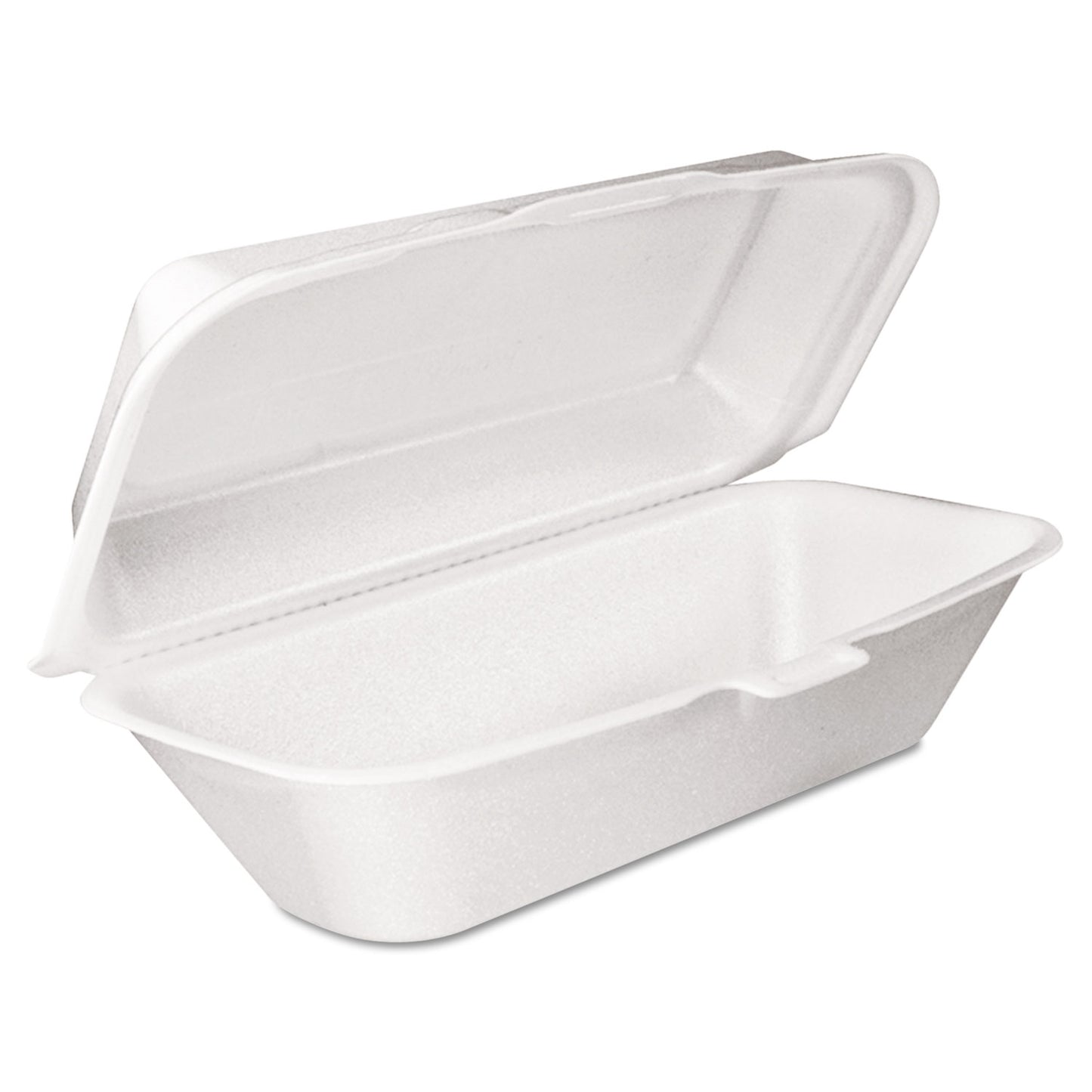 Dart Foam Hinged Lid Container, Hoagie Container with Removable Lid, 5.3 x 9.8 x 3.3, White, 125/Bag, 4 Bags/Carton (DCC99HT1R)