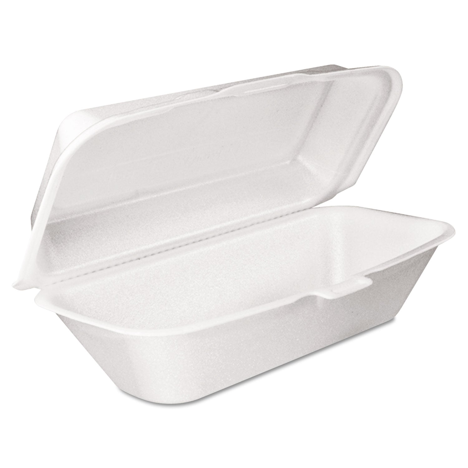 Dart Foam Hinged Lid Container, Hoagie Container with Removable Lid, 5.3 x 9.8 x 3.3, White, 125/Bag, 4 Bags/Carton (DCC99HT1R)