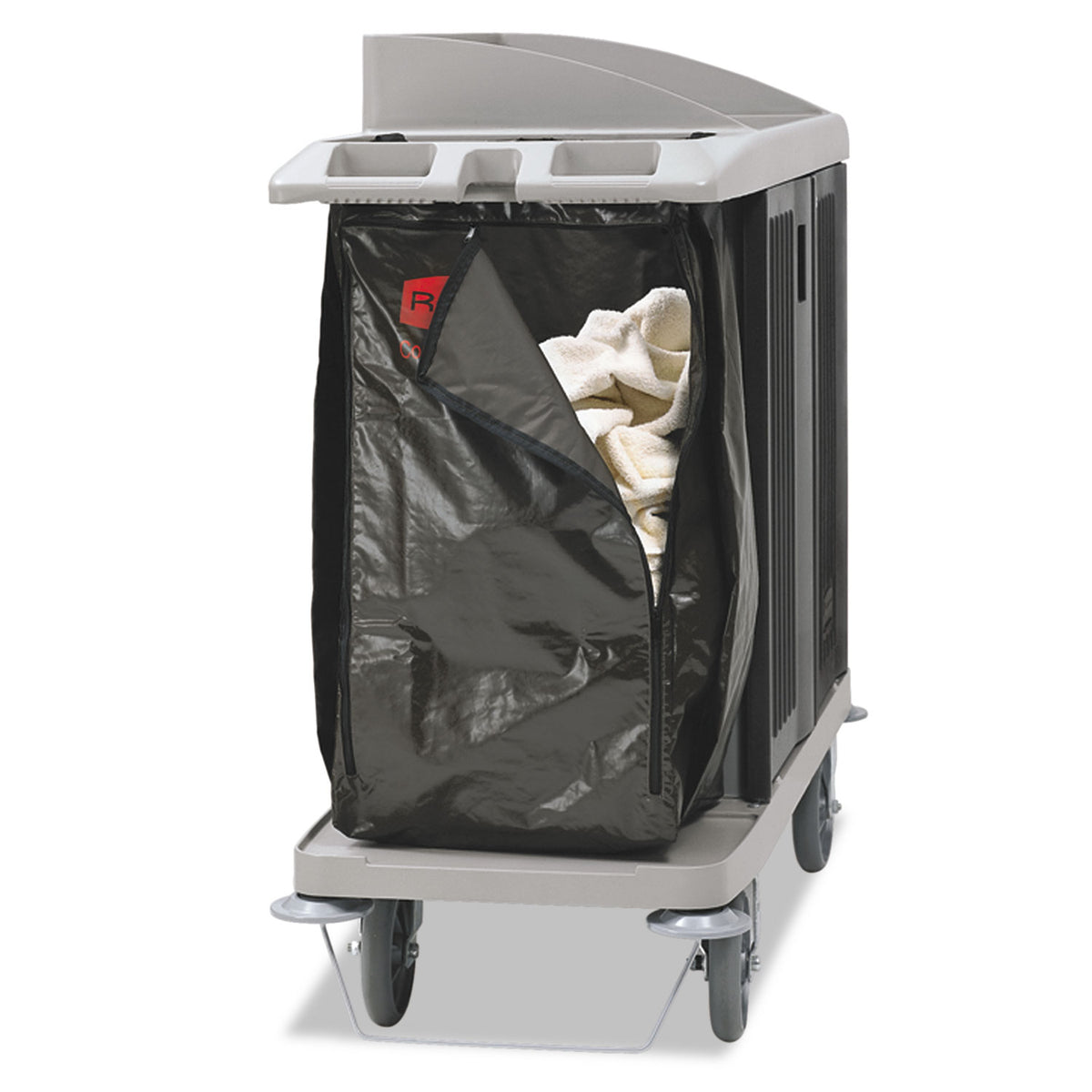 Zippered Vinyl Cleaning Cart Bag for Rubbermaid Commercial 6189, 6190, 6191, 6192, 9T19, 25 gal, 17" x 10.5" x 33", Brown (RCP1966885)