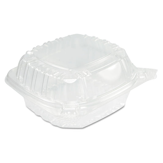 Dart ClearSeal Hinged-Lid Plastic Containers, Sandwich Container, 13.8 oz, 5.4 x 5.3 x 2.6, Clear, Plastic, 500/Carton (DCCC53PST1)