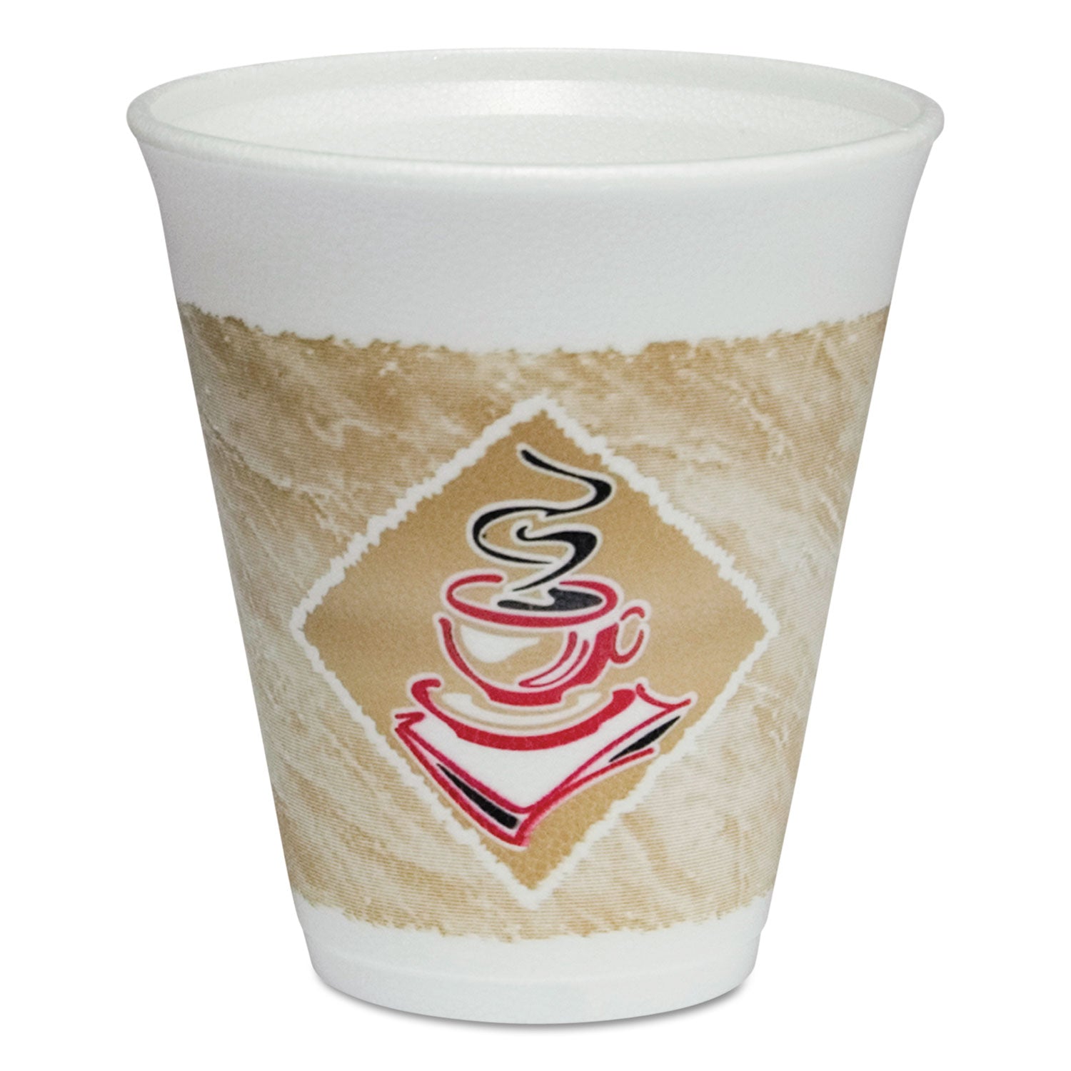 Dart Cafe G Foam Hot/Cold Cups, 12 oz, Brown/Red/White, 20/Pack (DCC12X16GPK)