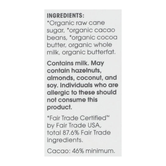 Alter Eco - Chocolate Bar Classic Milk Grs - Case Of 12-2.65 Oz