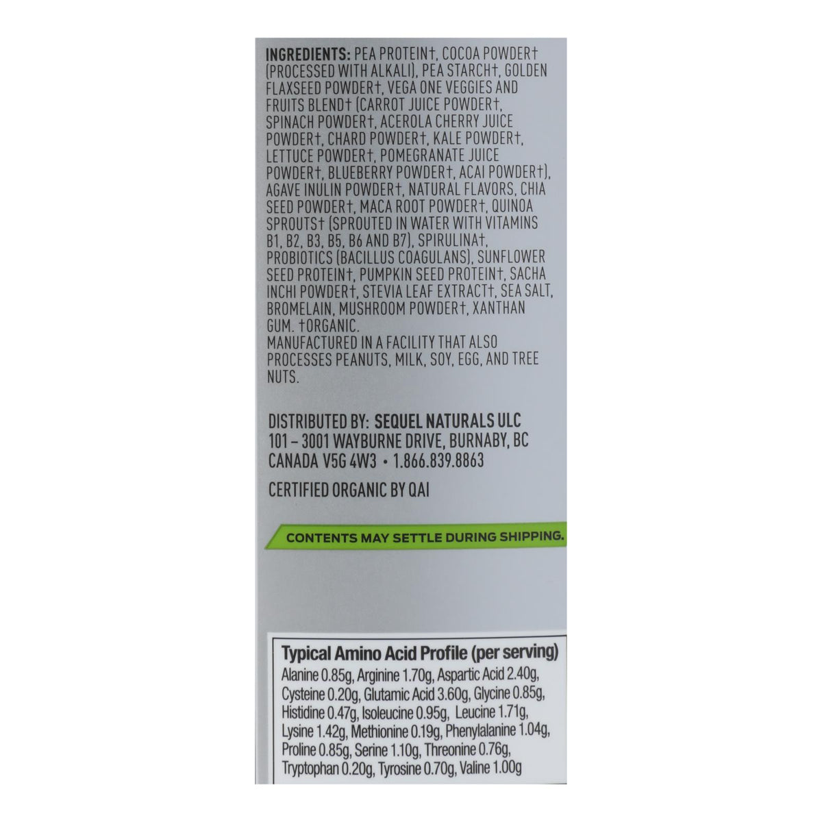 Vega - Shake Mix Organic Chocolate - 1 Each-13.2 Ounces