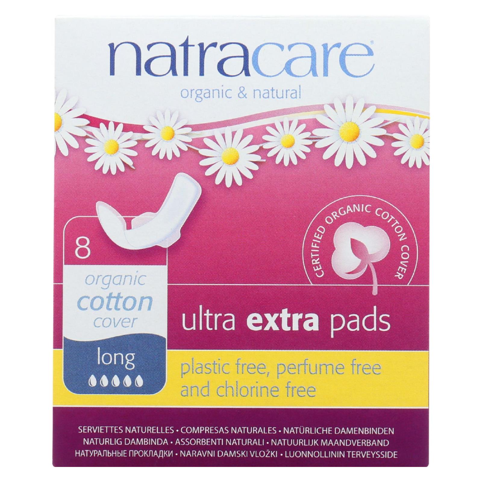 Natracare  Ultra Extra Pads W/wings - Long - 8 Count