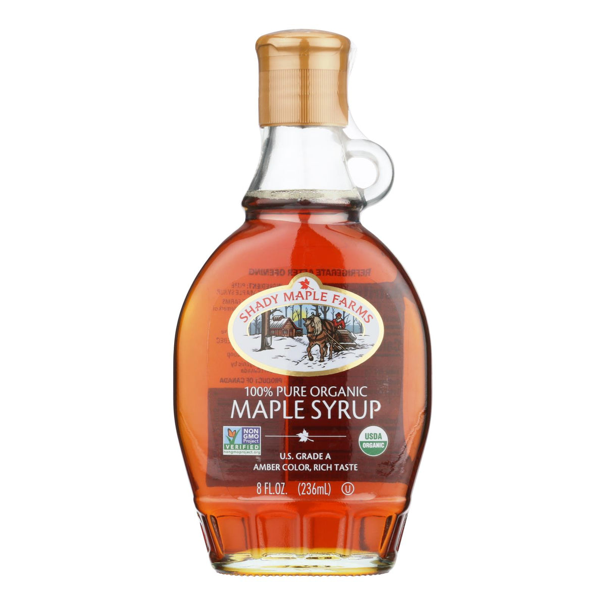 Shady Maple Farms Maple Syrup - Organic - Grade A - Dark - 8.0 Oz - Case Of 12
