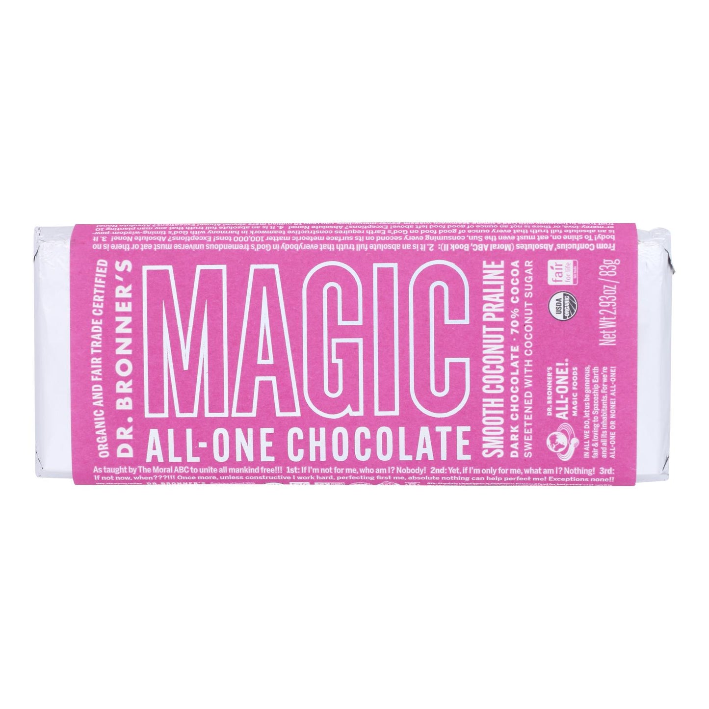 Dr. Bronner's - Bar Chocolate Smth Coconut Pr - Case Of 12-2.93 Oz
