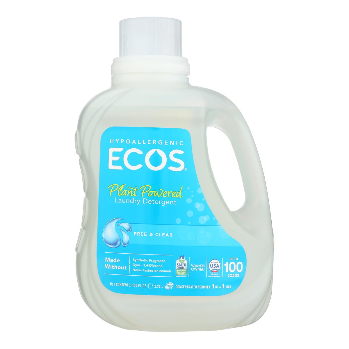 Earth Friendly Ecos Ultra 2x All Natural Laundry Detergent - Free And Clear - 100 Fl Oz
