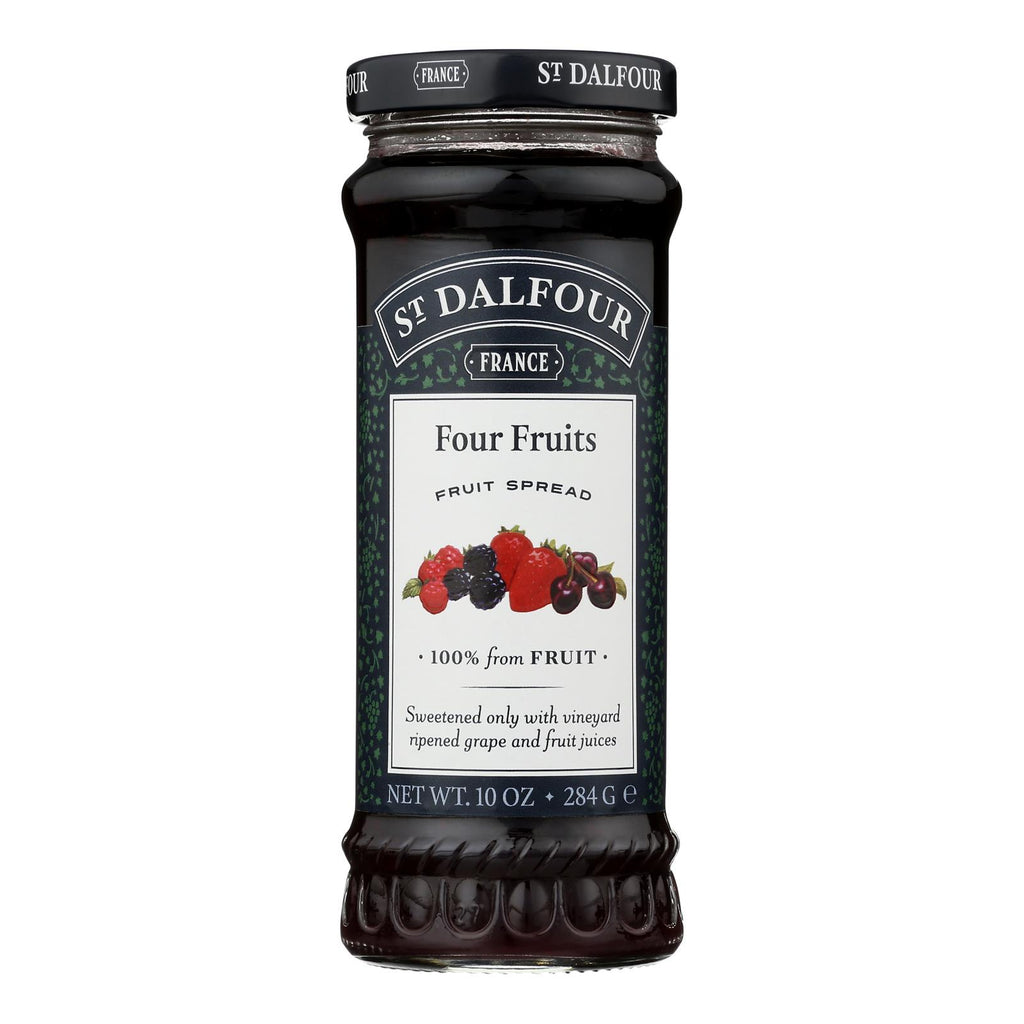 St Dalfour Fruit Spread - Deluxe - 100 Percent Fruit - Four Fruits - 10 Oz - Case Of 6